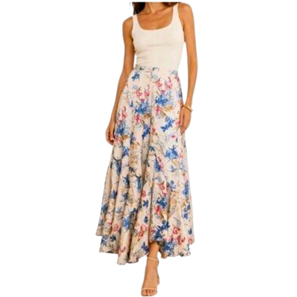 Tuckernuck Mallory Floral Maxi Skirt M Medium Cosmos Lily of the Valley Flowy
